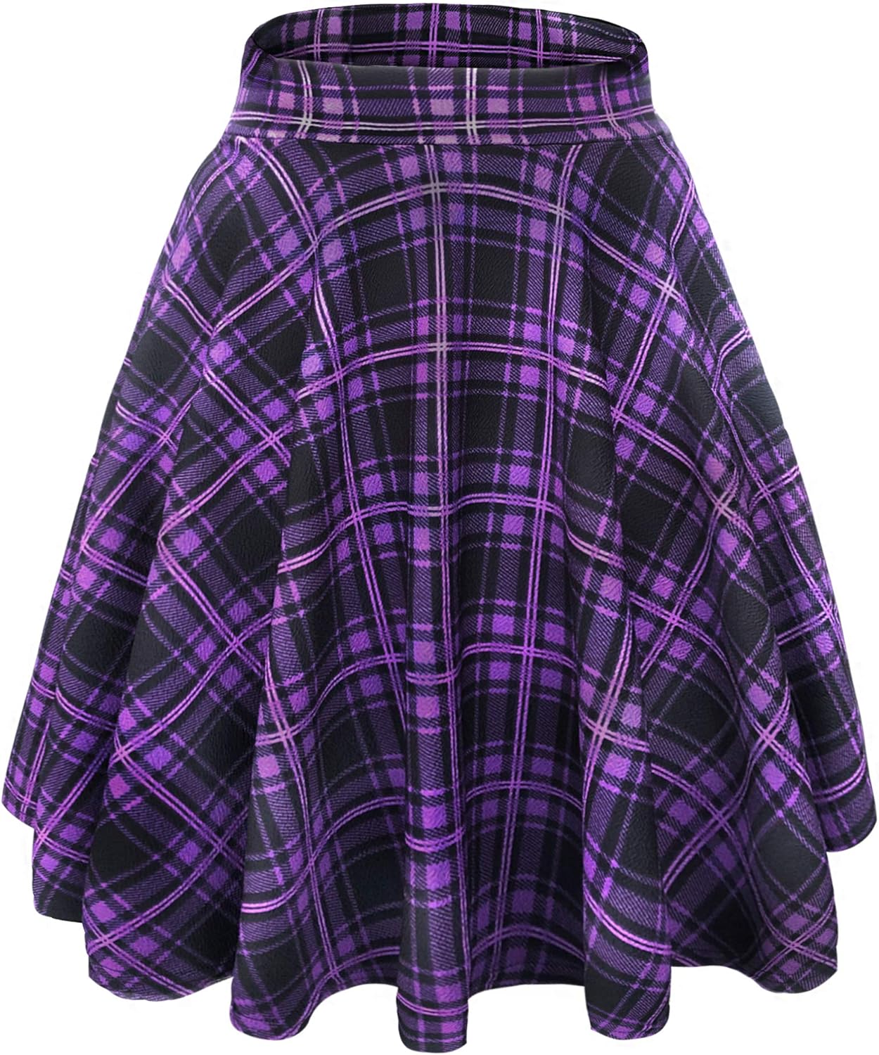 Manufacturer  EXCHIC Women's Casual Stretchy Flared Mini Skater Skirt Basic A-Line Pleated Midi Skirts