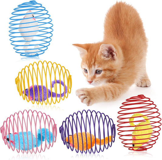 Manufacturer  Jecery 5 Pcs Halloween Cat Spring Balls Toys Stretchable Rolling Balls Colorful Playful Coils Interactive Spring Action Toy Caged Rats for Kitten Cat Pet Supplies(Mouse,Multicolor,5 Pcs)    Cat toy