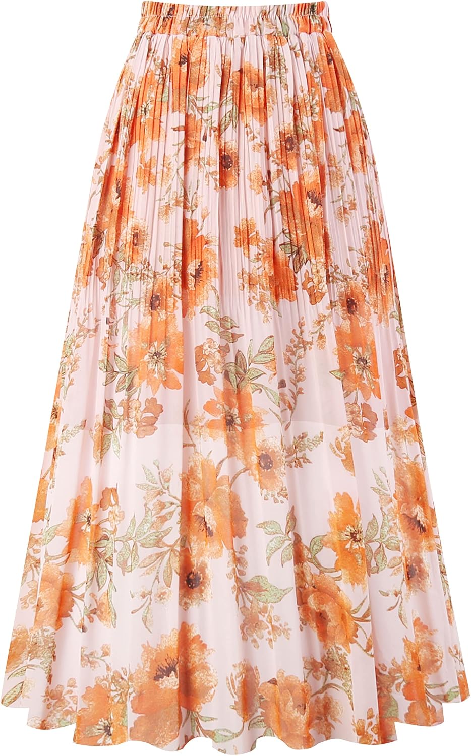 Manufacturer  Kingfancy Women's Pleated Skirt Chiffon Elastic Waist A-Line Midi Length Skirt skirts