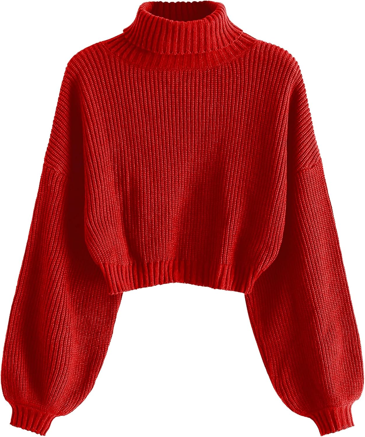 Manufacturer  ZAFUL Women's Cropped Turtleneck Sweater Lantern Sleeve Ribbed Knit Pullover Sweater Jumper   sweaters