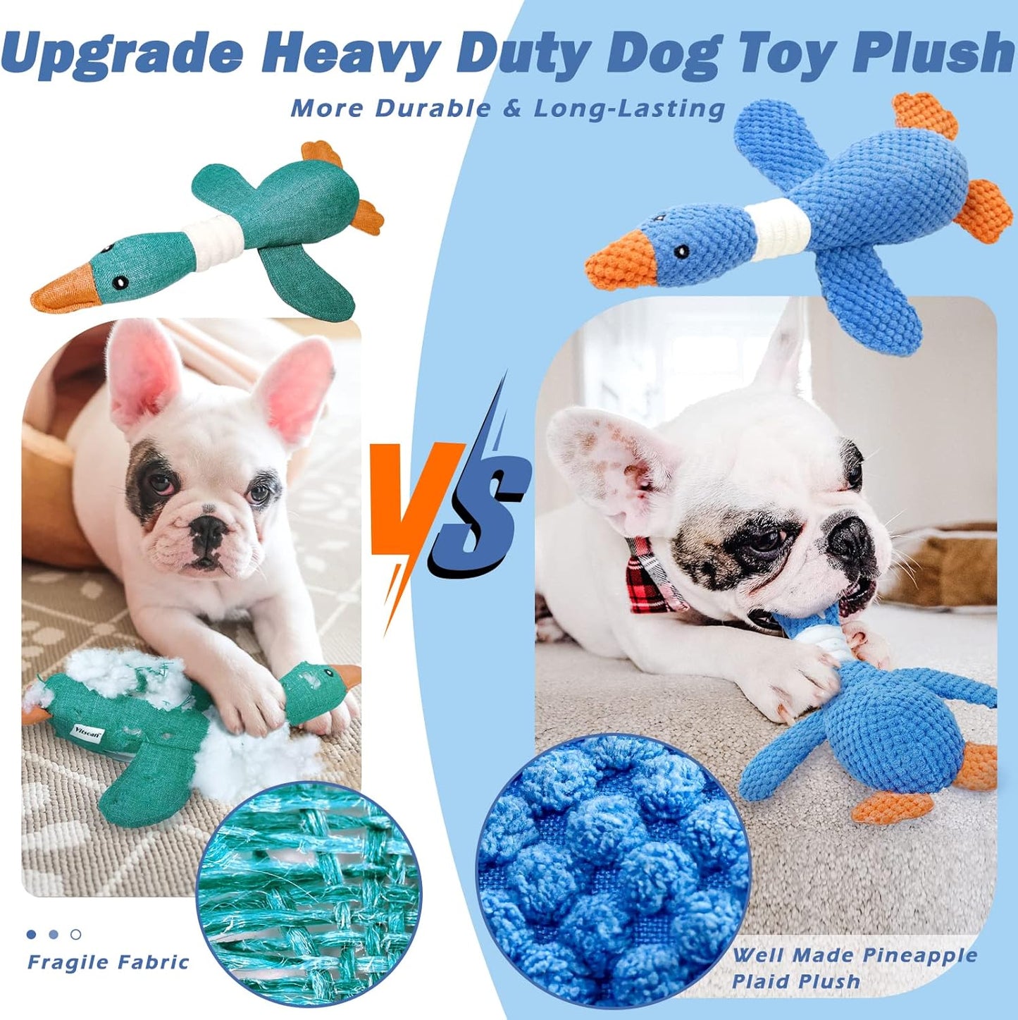 Manufacturer   Vitscan Upgraded Goose Indestructible Dog Toys for Aggressive Chewers Small Medium Large Breed, Crinkle Squeaky Plush Dog Puppy Chew Toys for Teething, Duck Puppy Toys    Dog toy