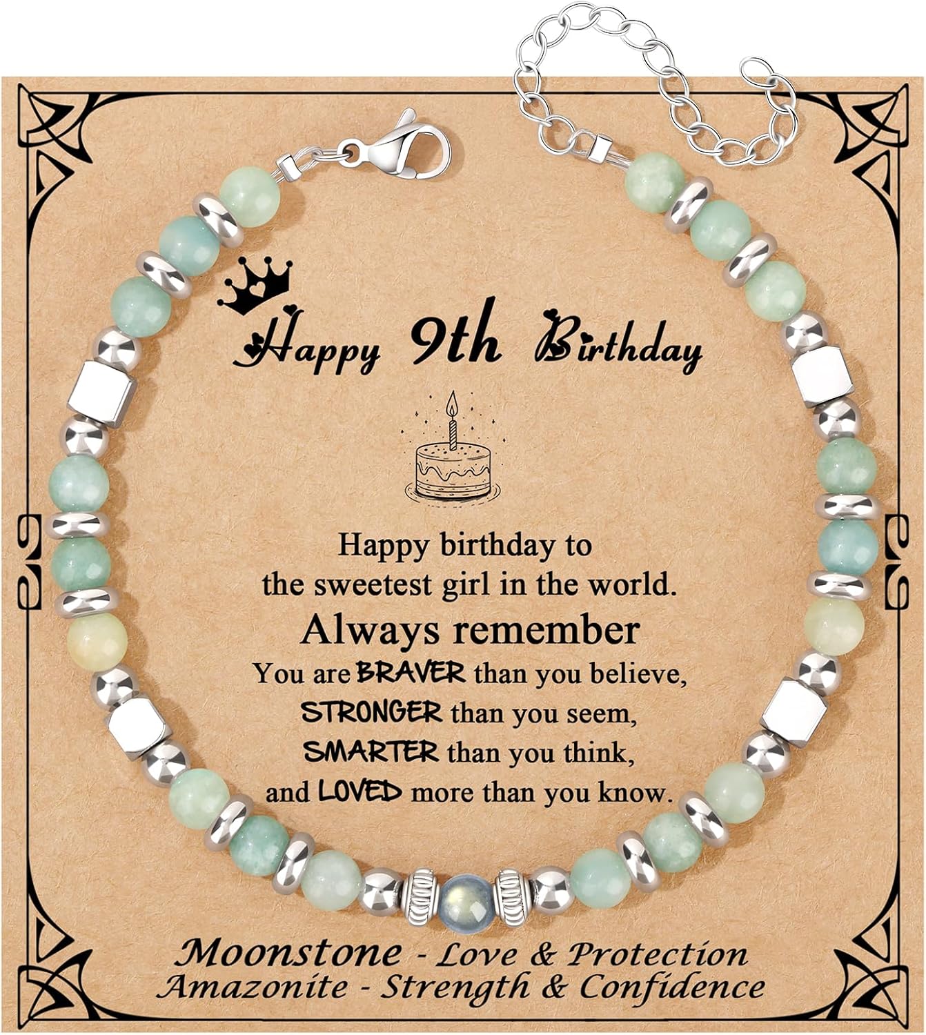 Manufacturer  JoycuFF     Amazonite Moonstone Bracelets, 6 7 8 9 10 11 Year Old 13th 16th 18th 21st 30th 40th 50th 60th Birthday Gifts for Her Women  bracelets