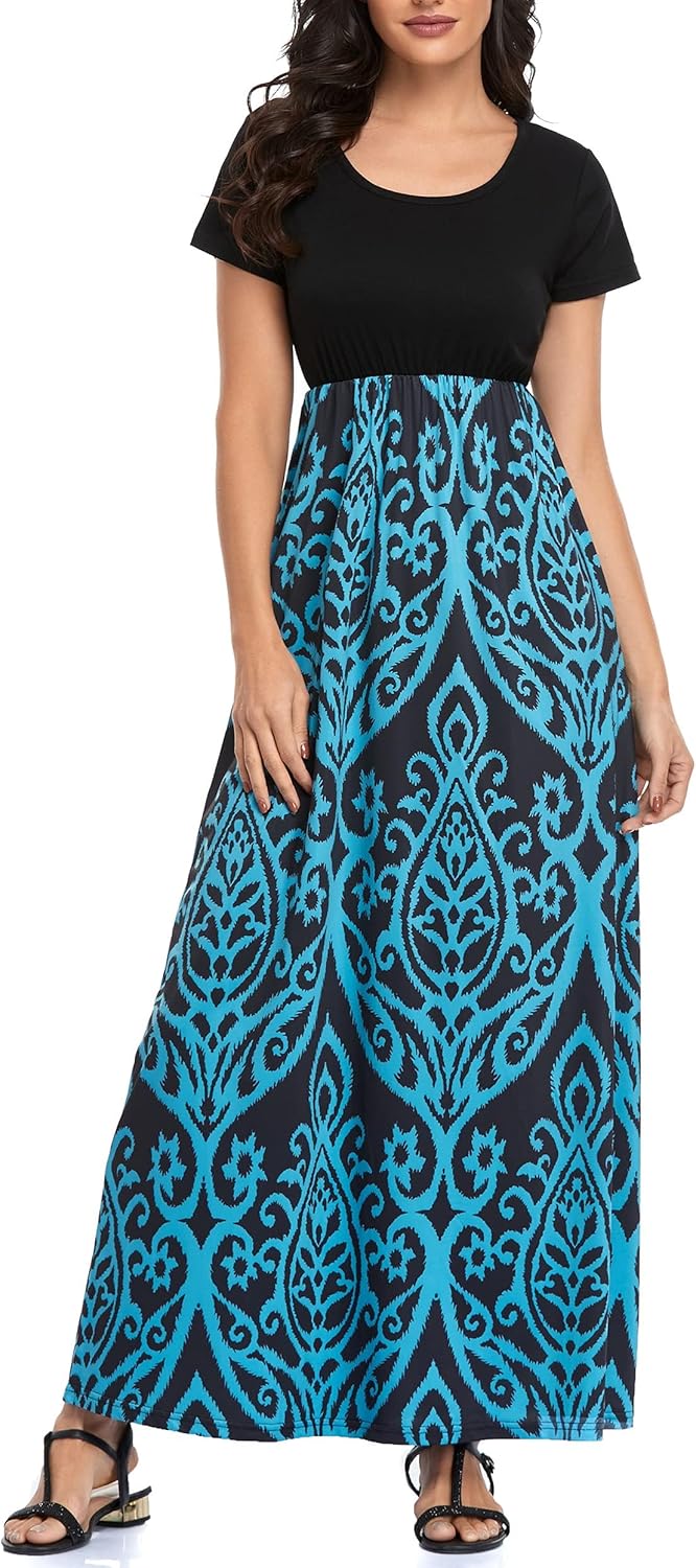 Manufacturer  Lacavocor Womens Short Sleeve Maxi Dresses Empire Waist Long Dress dresses