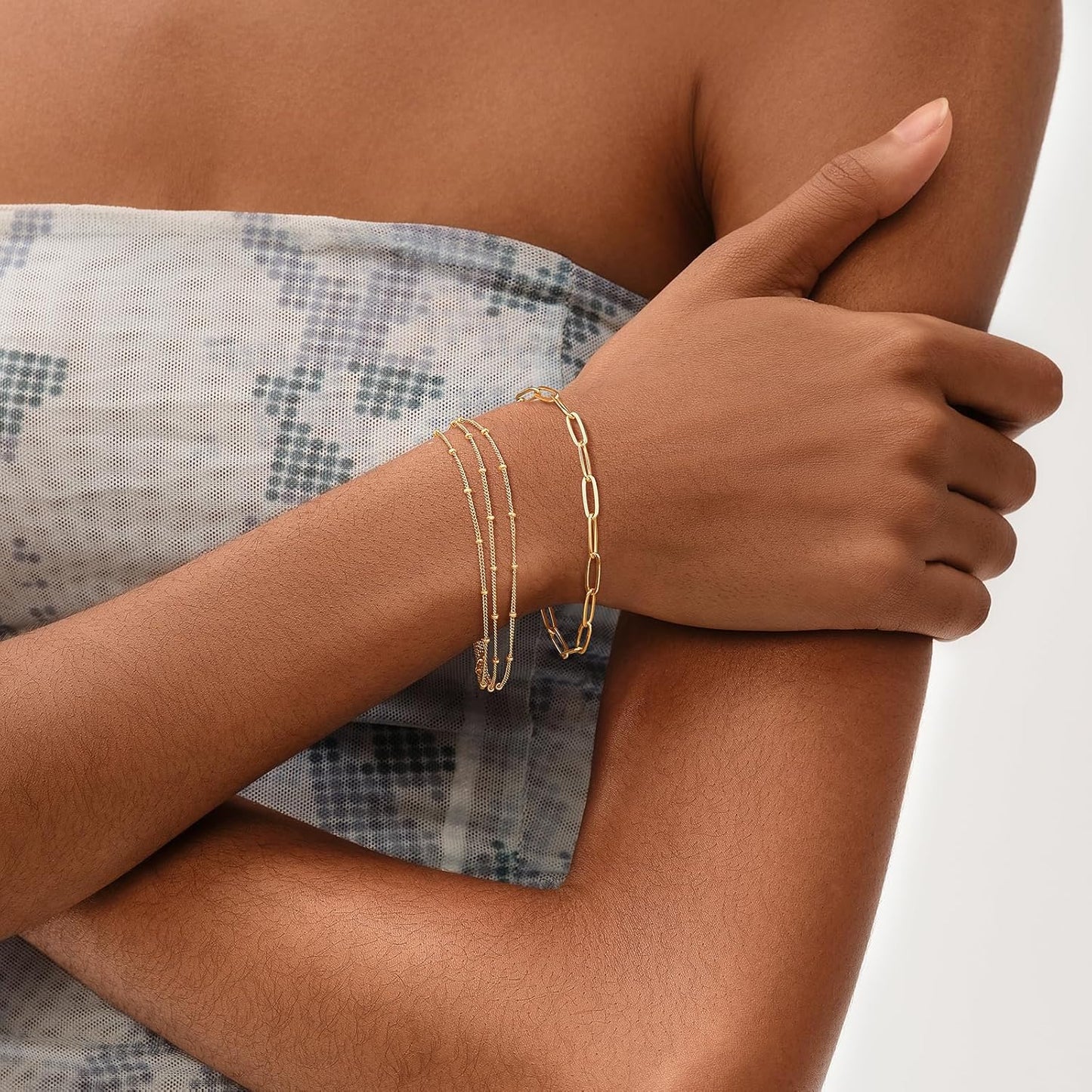 Manufacturer  MEVECCO Bracelet for Women 14K Gold Plated Dainty Chain Simple Jewelry Cute Handmade Minimalist for Her  bracelets