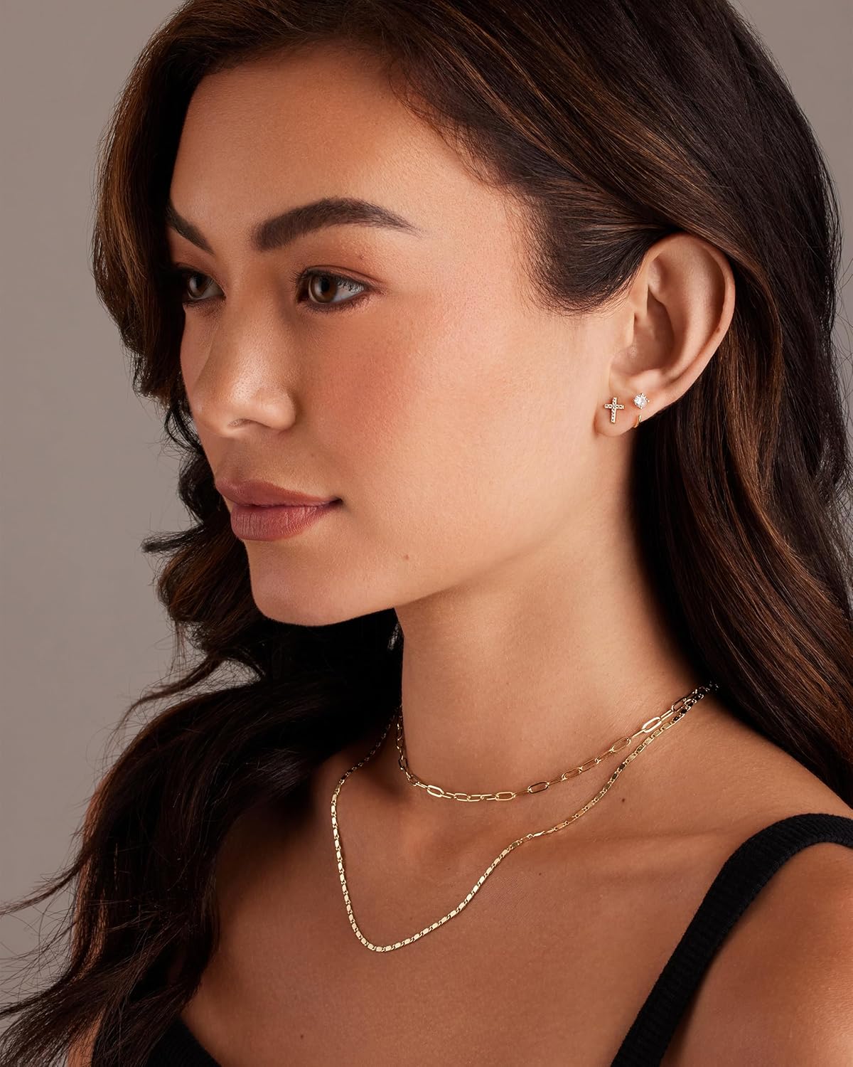 Manufacturer  PAVOI 14K Gold Plated Sterling Silver Posts Cross Earrings for Women | Small Religious Faith Cubic Zirconia Cross Studs Huggies Earrings  earring