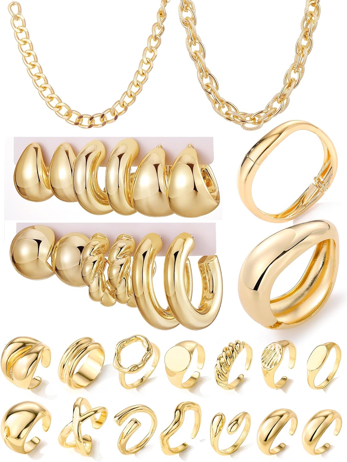 Manufacturer  IFKM 36 PC Gold Plated Jewelry Set with 4 Necklace, 11 Bracelet, 7 Ear Cuffs Earring, 14 Knuckle Rings for Women Girls Valentine Anniversary Birthday Friendship Gift  bracelets