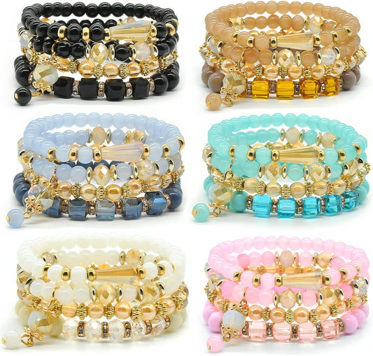 Manufacturer  Bohemian Bracelet Sets for Women - 6 Sets Stackable Stretch Bracelets Multi-color Boho Jewelry for Women Hippie Bracelets Dainty Jewelry  bracelets