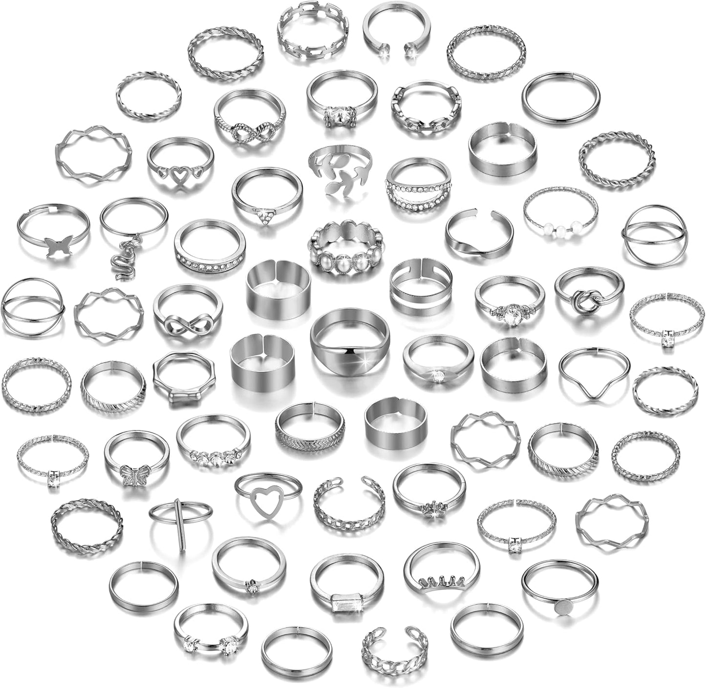 Manufacturer  FAXHION 60 Pcs Gold Stackable Rings for Women, Knuckle Rings Chunky Gold Ring Set Dainty Stacking Cute Rings, Multiple Sizes Cute Jewelry Set Gift   rings