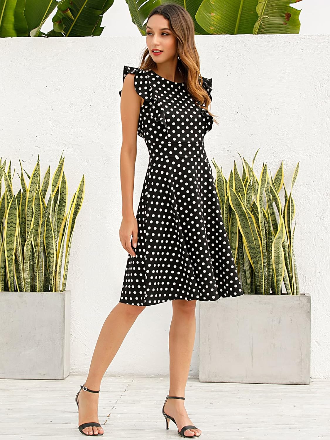 Manufacturer  YATHON Women's Vintage Ruffle Floral Flared A Line Swing Casual Cocktail Party Dresses dresses