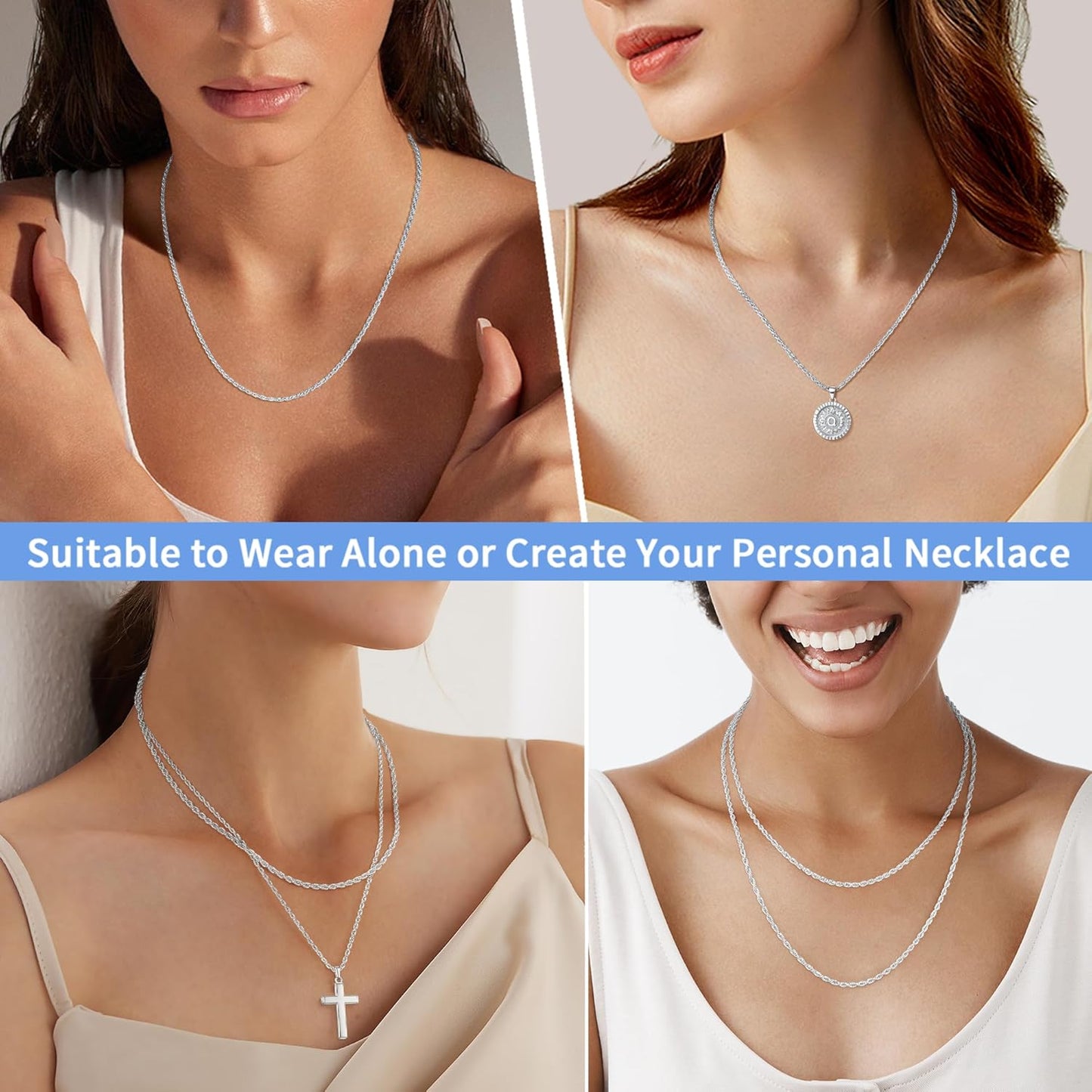 Manufacturer  Jewlpire Italian 2mm Rope Chain 925 Sterling Silver Chain Necklace for Women, 14K Plated Gold Chain for Women Smooth & Sturdy Women's Chain Necklaces, 16 18 20 22 24 26 Inch  Necklace