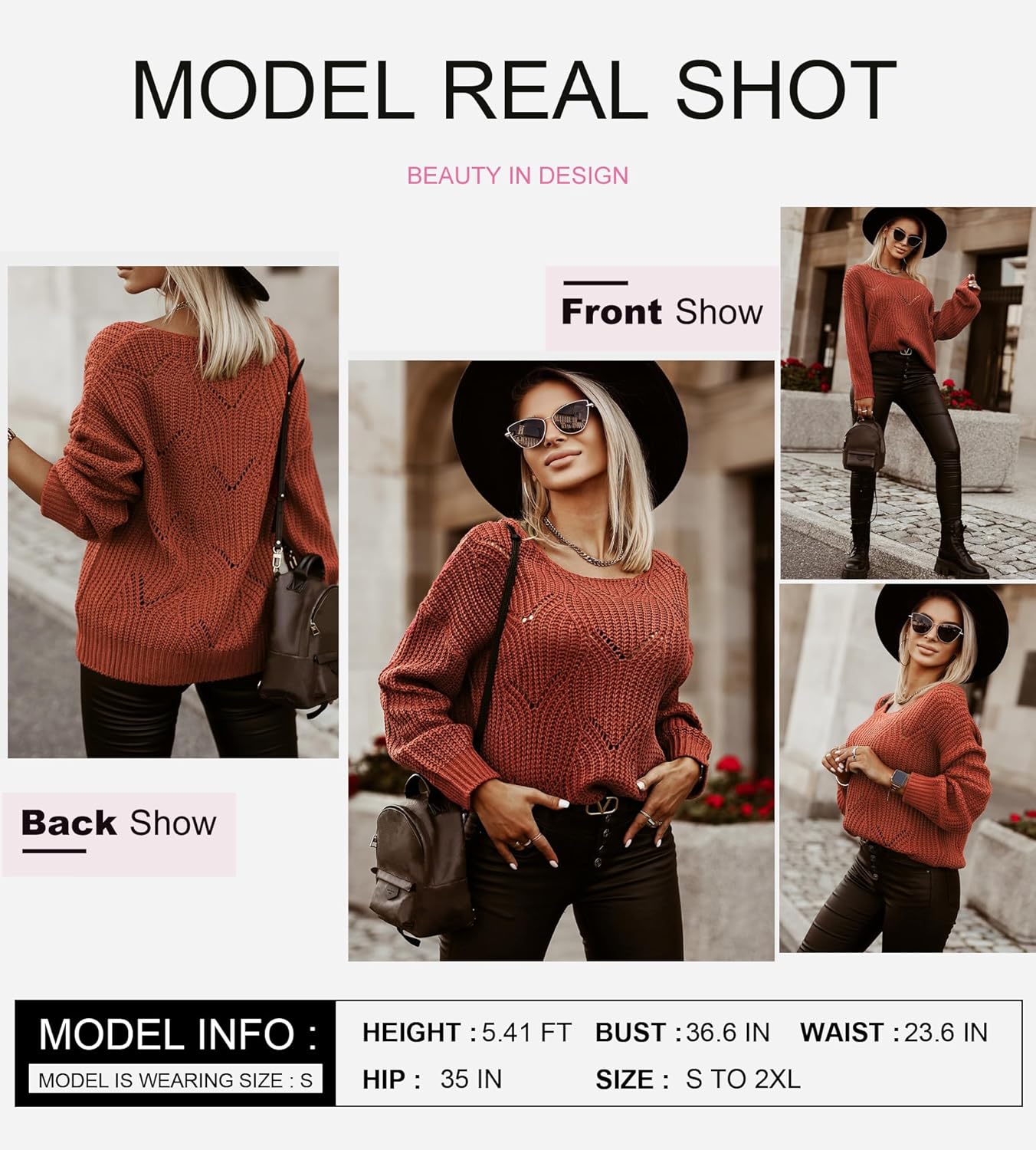 Manufacturer  Dokotoo Womens Sweaters  Crewneck Cute Elegant Soft Long Sleeve Hollow Cable Knit Pullover Tops   sweaters