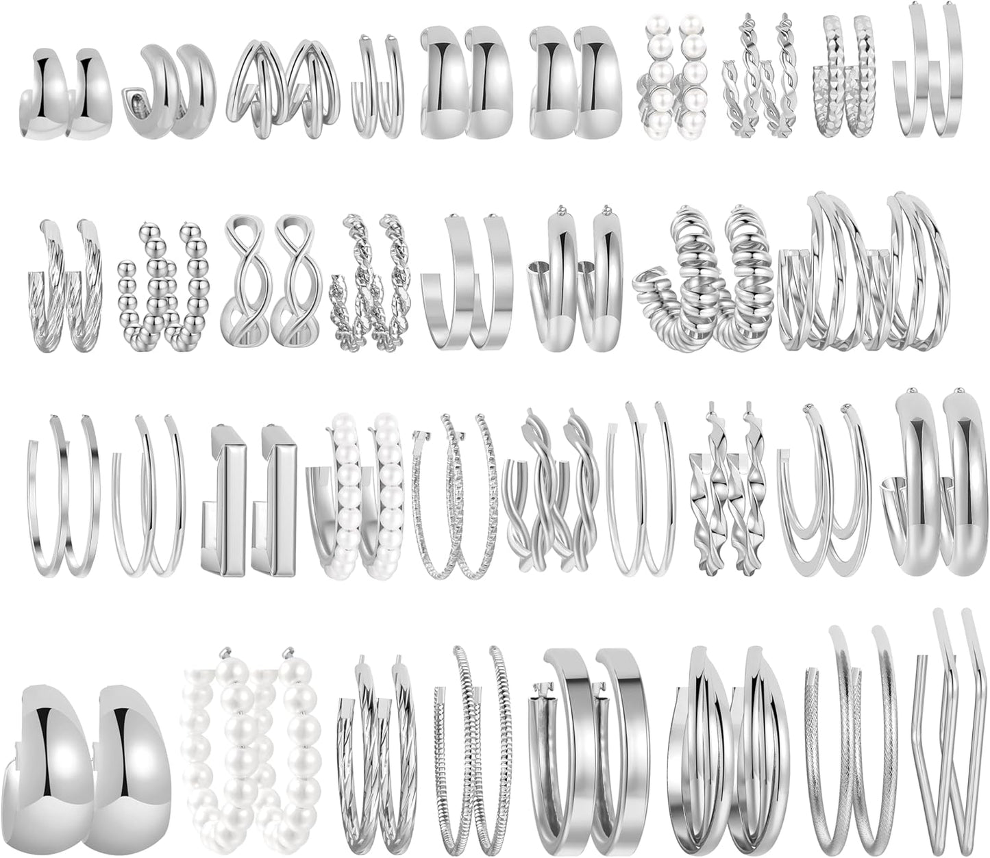 Manufacturer  36 Pairs Gold Hoop Earrings Set for Women Multipack, Hypoallergenic Chunky Chain Twisted Hoop Earrings Pack, Fashion Dangle Earrings Jewelry for Gift  earring