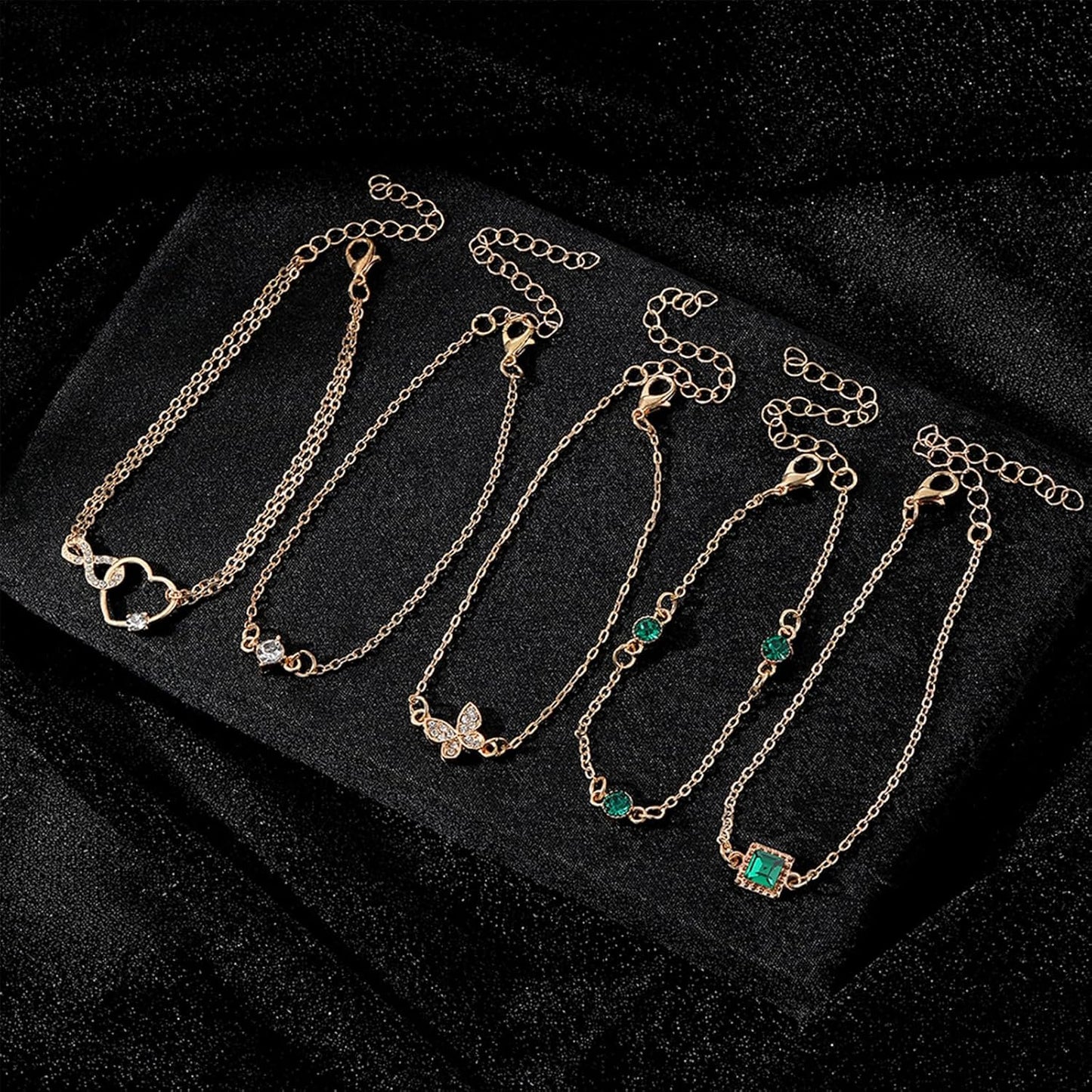 Manufacturer  IFKM Gold Bracelets for Women, 14K Gold Plated Dainty Layered Chain Bracelets Adjustable Cute Bangle Link Bracelet Set  bracelets