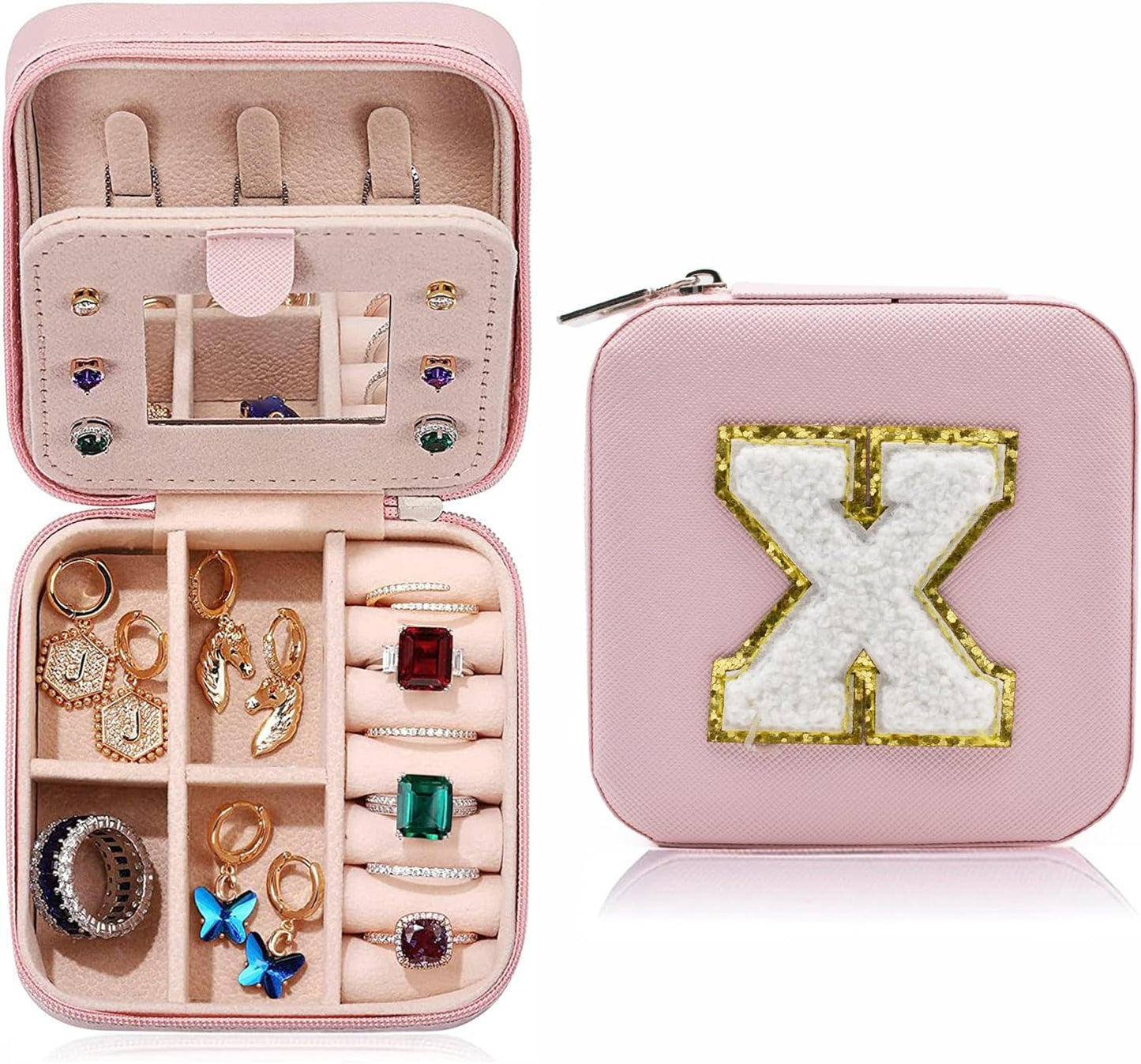 Manufacturer  Mini Jewelry Travel Case, PU Leather Travel Jewelry Organizer Box, Small Portable Portable Jewellery Storage Holder for Womens Rings Earrings Necklaces Bracelets (Blue)   rings