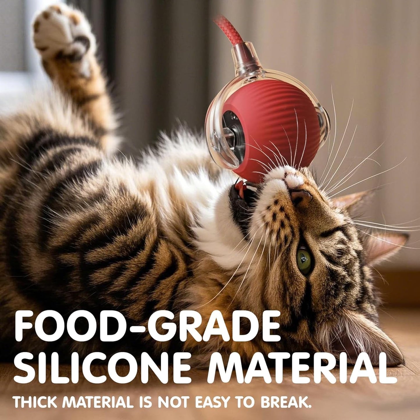 Manufacturer  Rocfish Durable Interactive Cat Toys for Indoor Cats, Smart Automatic Cat Chase Ball Toy, Upgraded Speedy Tail Kitten Toy for Bored Indoor Adult Pets (Red)    Cat toy