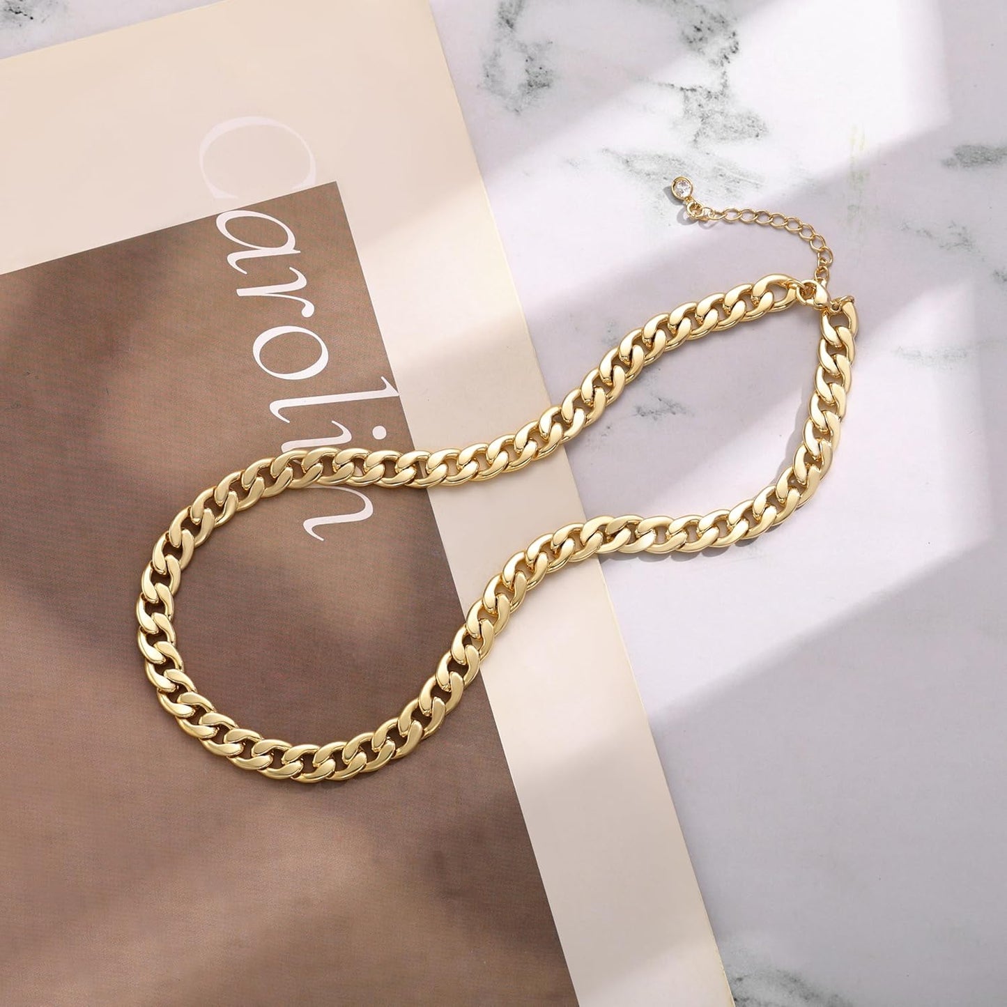 Manufacturer  Moodear Gold Necklace for Women 14K Dainty Chunky Gold/Sliver Chain Necklace Cuban Link Paperclip Chain Choker Toggle Clasp Layered Pearl Pendent Necklace for Women Trendy Fashion Jewelry  necklace