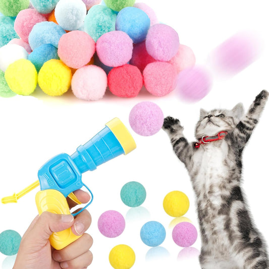 Manufacturer  31Pcs Cat Ball Toy Launcher Gun,Cat Balls Fetch Toy,30Pcs Plush Fuzzy Balls Launcher Cat Toy for Cats with 1 Gun,Funny Interactive Cat Toys for Bored Indoor Adult Cats,Cute Kitten Kitty Toys    Cat toy