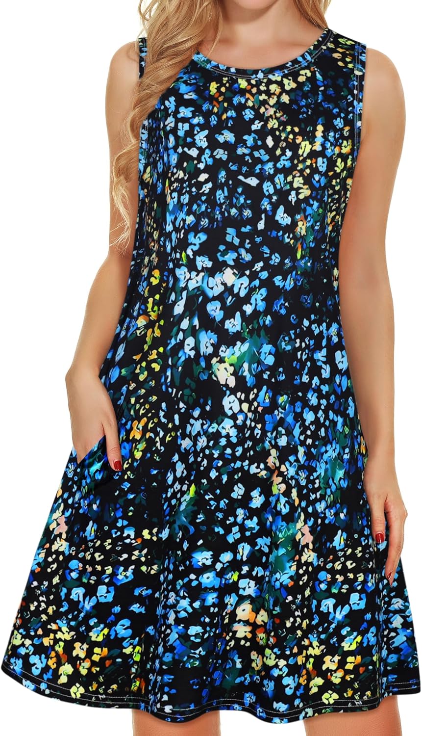 Manufacturer  elescat Women's Summer Dresses 2025 Beach Casual Sleeveless Floral Print Tank Loose Sundress with Pocket dresses