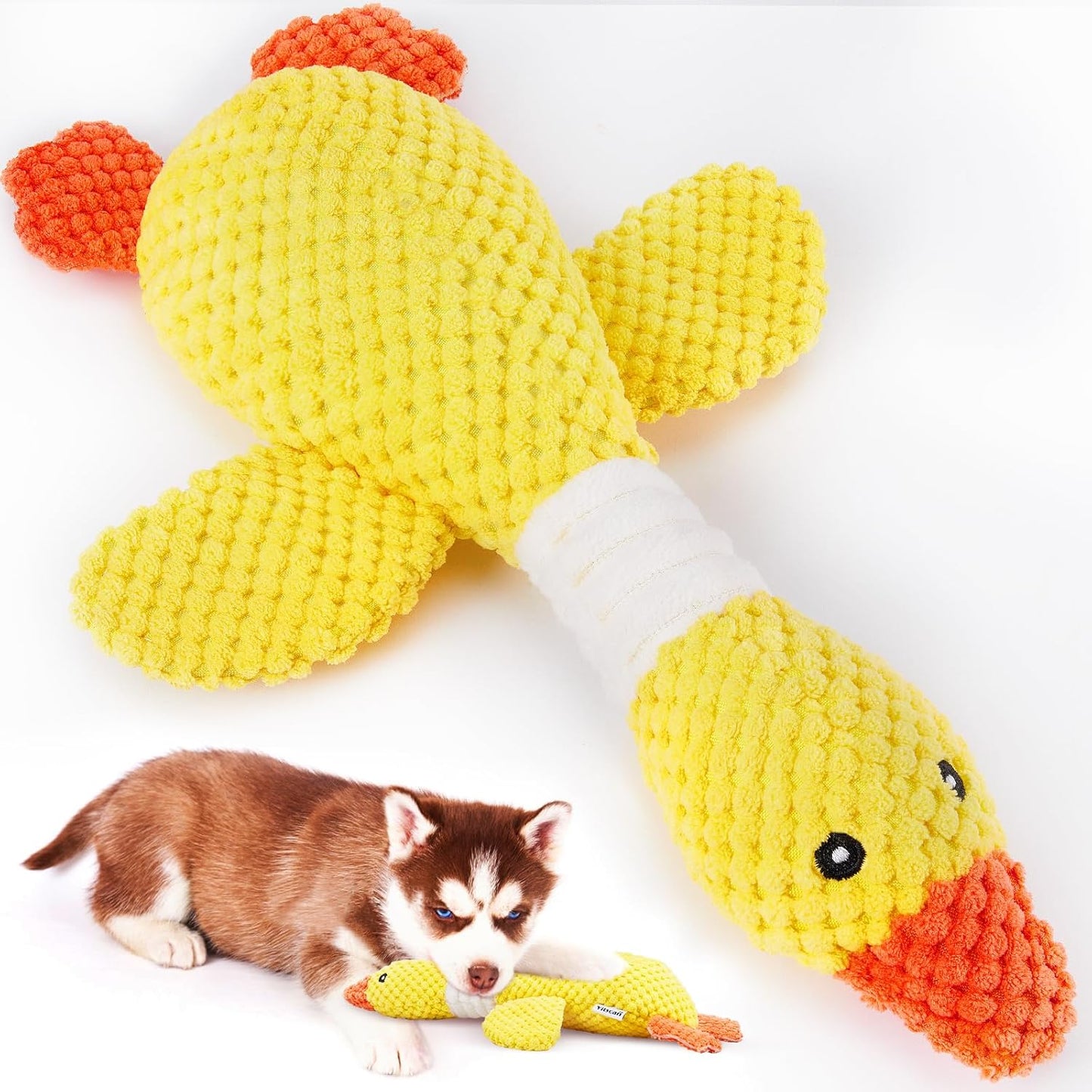 Manufacturer   Vitscan Upgraded Goose Indestructible Dog Toys for Aggressive Chewers Small Medium Large Breed, Crinkle Squeaky Plush Dog Puppy Chew Toys for Teething, Duck Puppy Toys    Dog toy