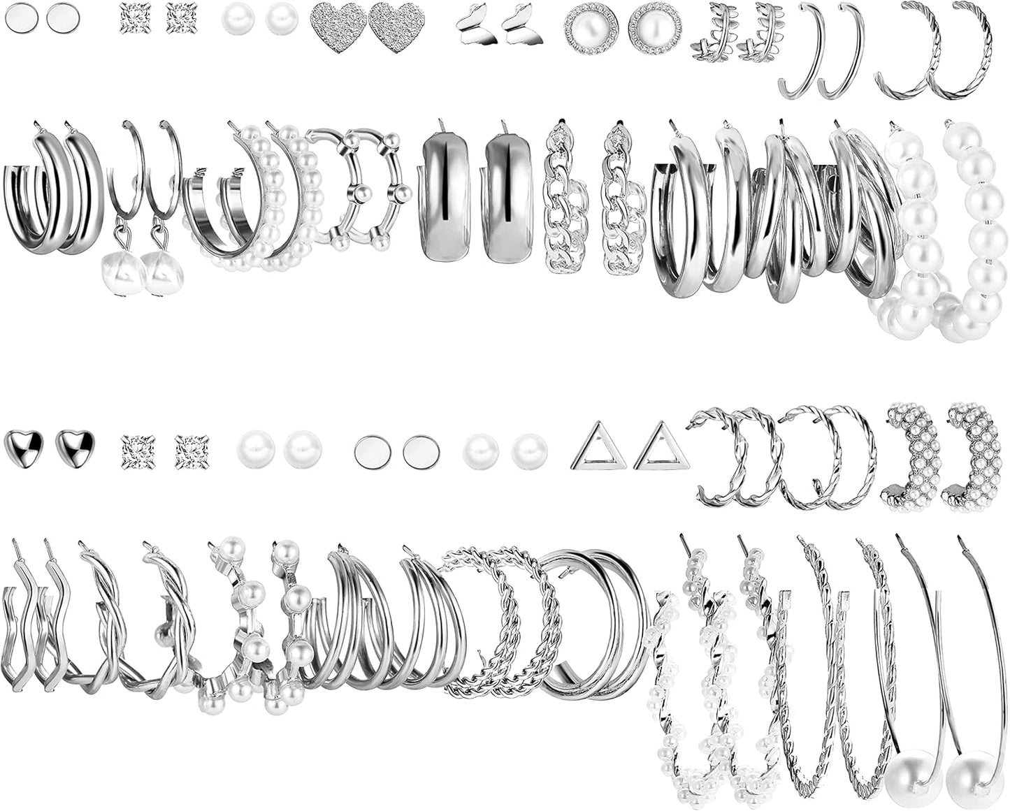 Manufacturer  FAXHION 36 Pairs Gold Earrings Set for Women, Fashion Pearl Chain Link Stud Drop Dangle Earrings Multipack Hoop Earring Packs, Hypoallergenic Earrings for Birthday Party Jewelry  earring