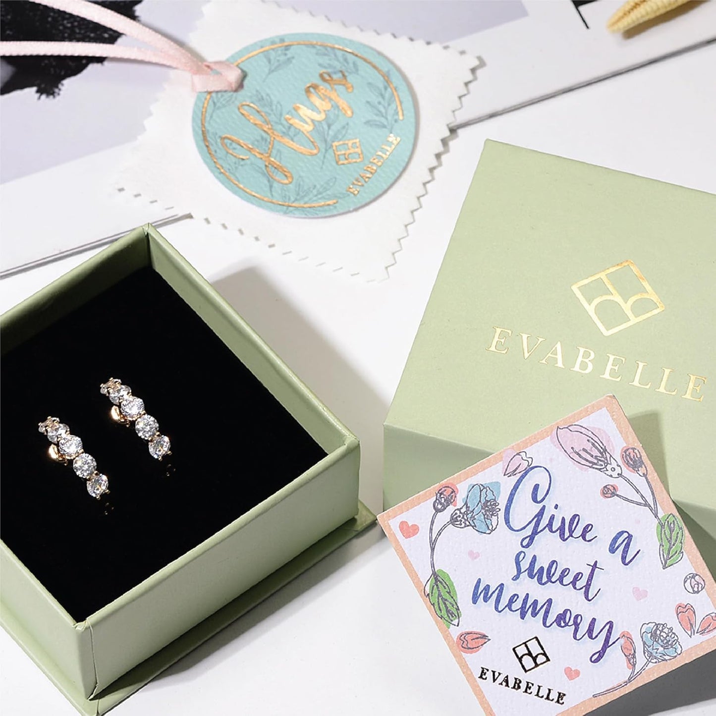 Manufacturer  Evabelle Gold Hoop Earrings for Women 14K Real Gold Plated Cubic Zirconia Diamond Hoop Earrings Huggie Hoop Earring Women Earrings Earring for Men 925 Sterling Silver Post Hypoallergenic  earring