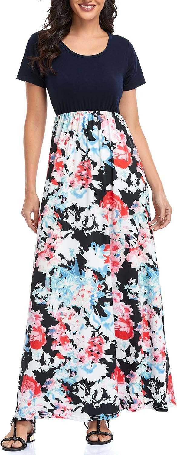 Manufacturer  Lacavocor Womens Short Sleeve Maxi Dresses Empire Waist Long Dress dresses