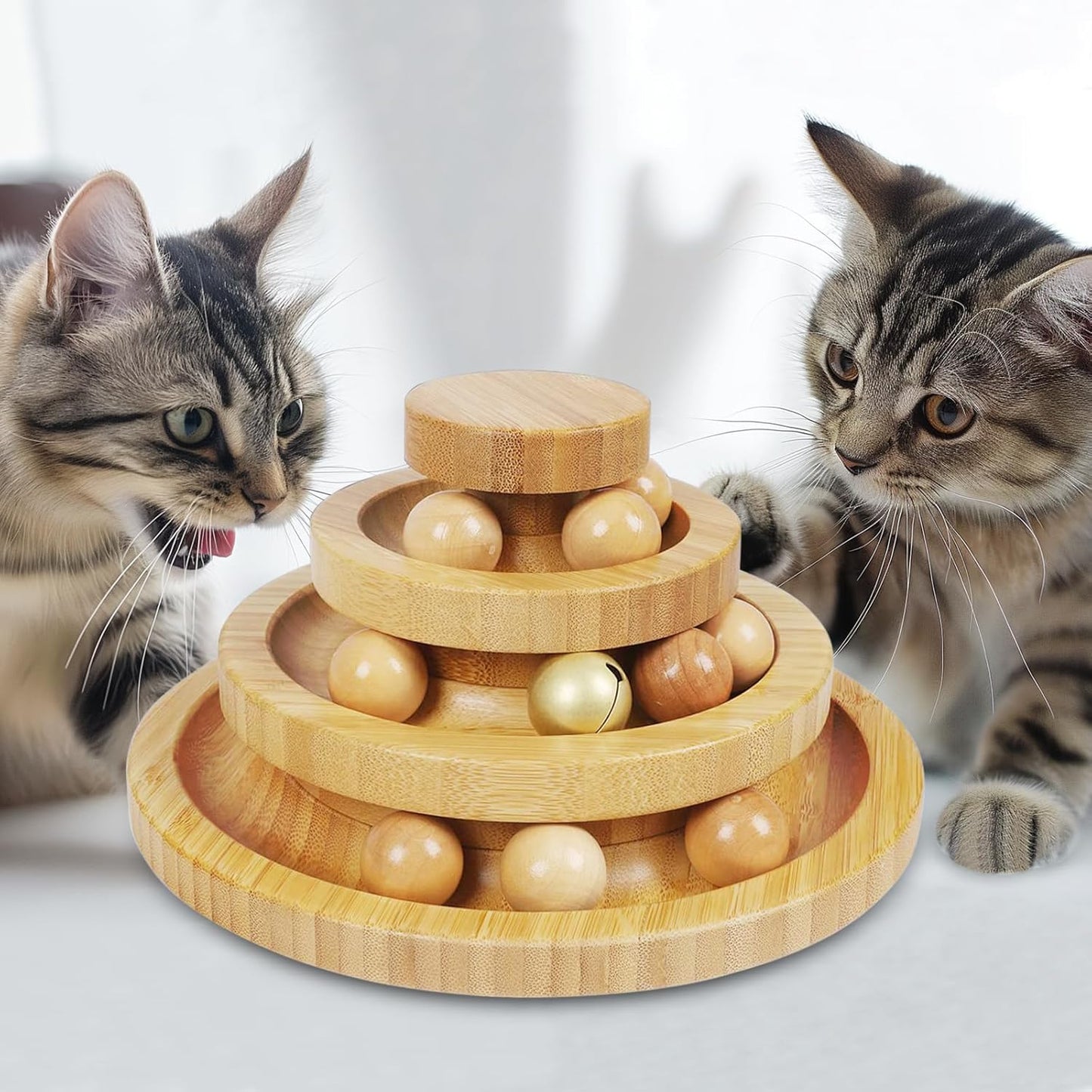 Manufacturer  Cat Ball Track Toy,Kitty Toys Roller,3-Level Ball Tower with 9 Removable Balls,Interactive Cat Toy, DIY Circle Fun Toy for Kitten Mental Physical Exercise - Medium Size    Cat toy