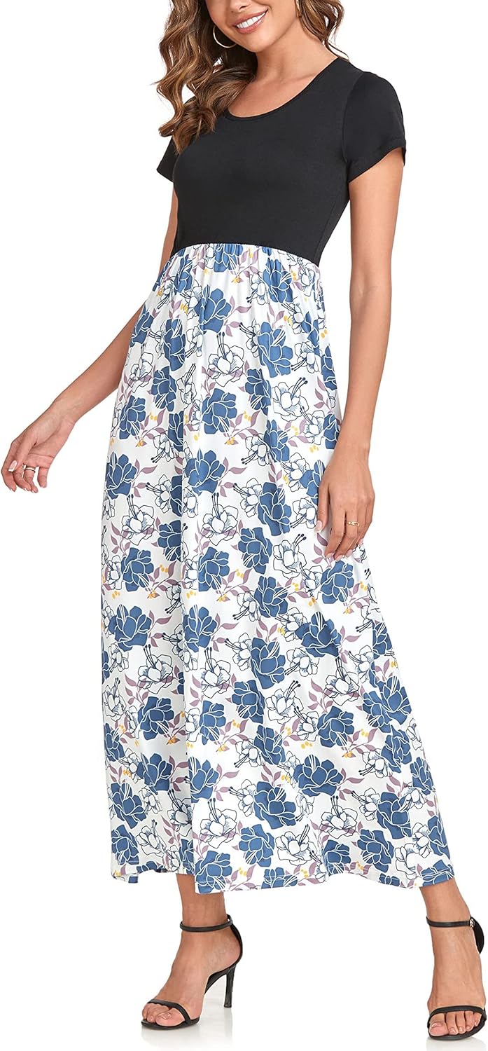 Manufacturer  Lacavocor Womens Short Sleeve Maxi Dresses Empire Waist Long Dress dresses