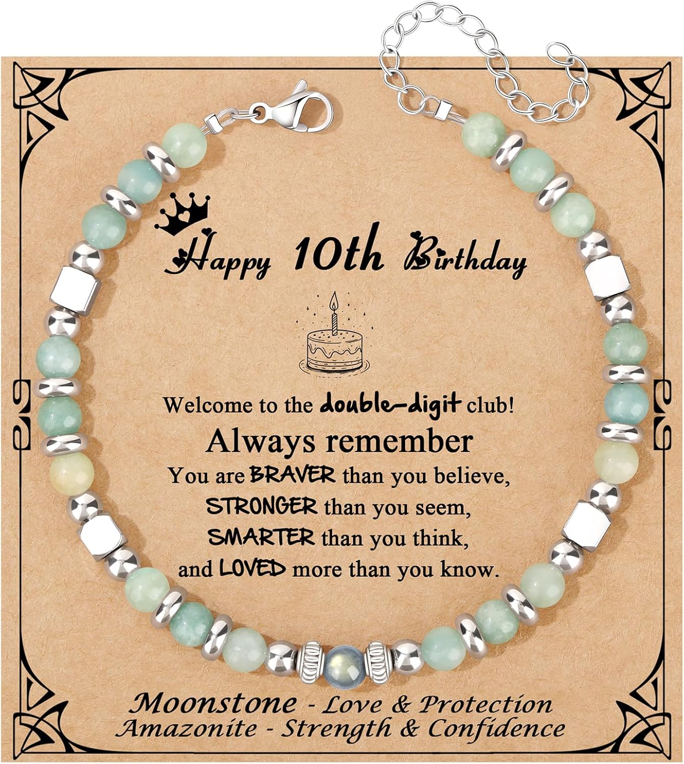 Manufacturer  JoycuFF     Amazonite Moonstone Bracelets, 6 7 8 9 10 11 Year Old 13th 16th 18th 21st 30th 40th 50th 60th Birthday Gifts for Her Women  bracelets