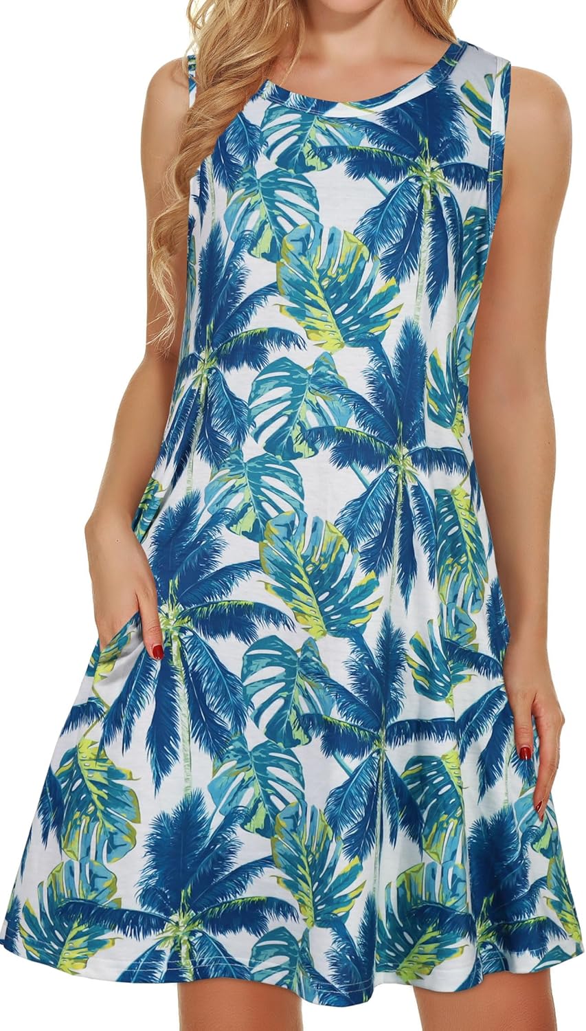 Manufacturer  elescat Women's Summer Dresses 2025 Beach Casual Sleeveless Floral Print Tank Loose Sundress with Pocket dresses