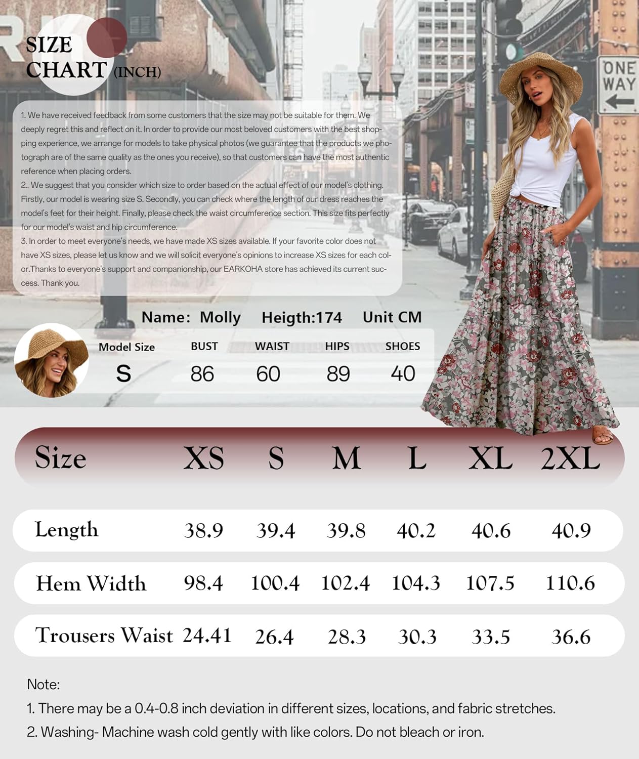 Manufacturer  EARKOHA Womens Casual High Waist Tie Paisley Print Long Maxi Skirt with Pockets skirts