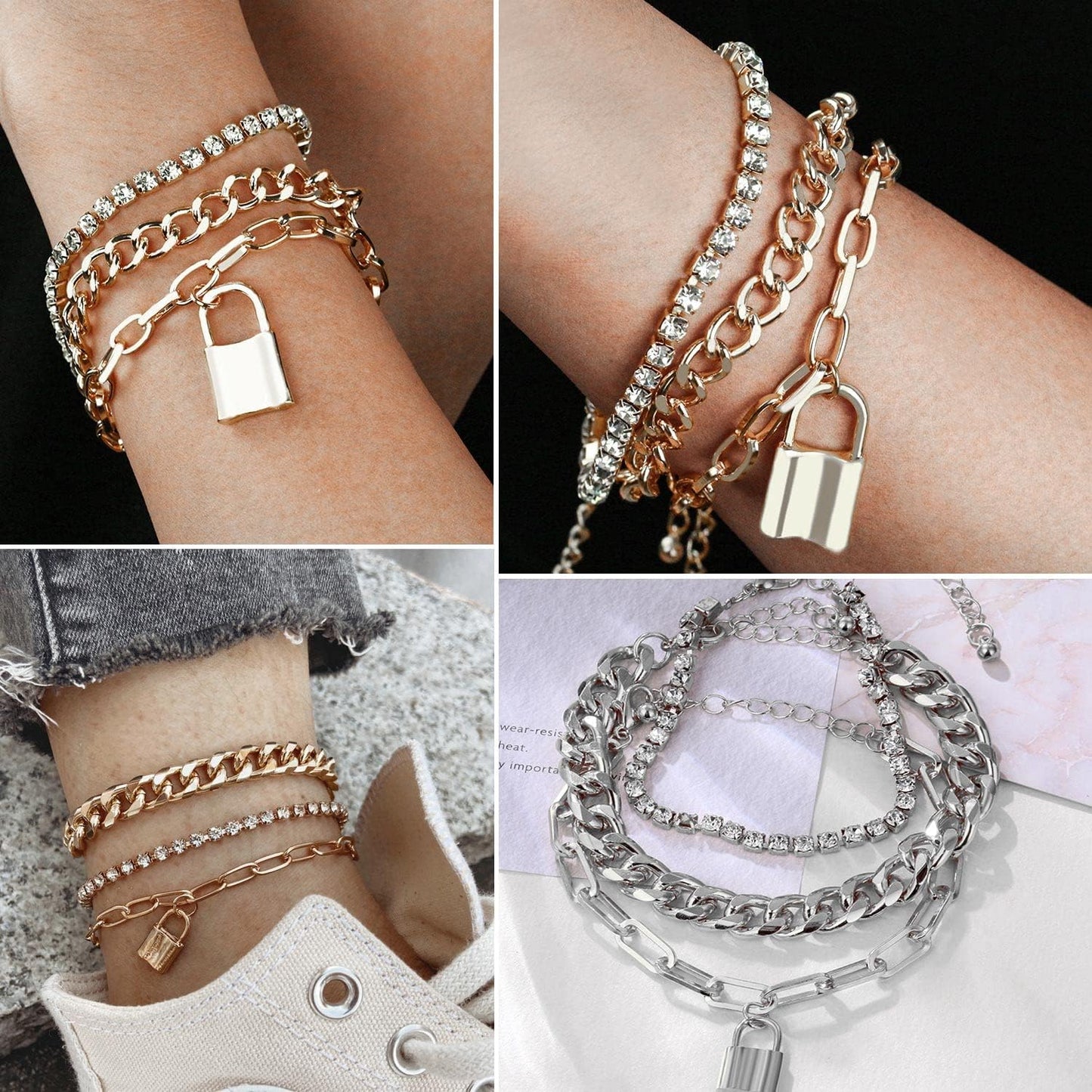 Manufacturer  17IF 18-25 PCS(6 Pack) Boho Gold Bracelets Set for Women Stackable Chunky Dainty Bangles Adjustable Chain Flat Cuff Cuban Punk Charm Bundle Jewelry  bracelets