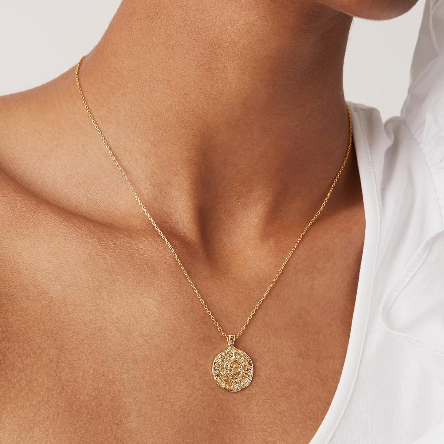 Manufacturer  PAVOI 14K Gold Plated Engraved Coin Pendant Necklaces for Women | Byzantine Coin Pendants | Bohemian Necklace  necklace