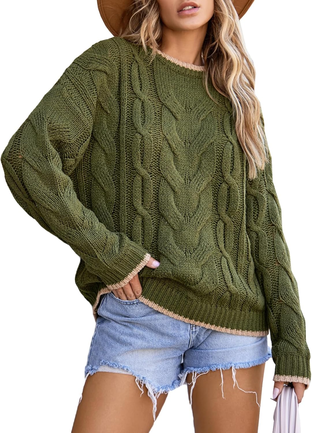 Manufacturer  EVALESS Sweaters for Women Trendy Crewneck Long Sleeve Color Block Sweater Tops Fall  Chunky Cable Knit Pullover Sweaters   sweaters