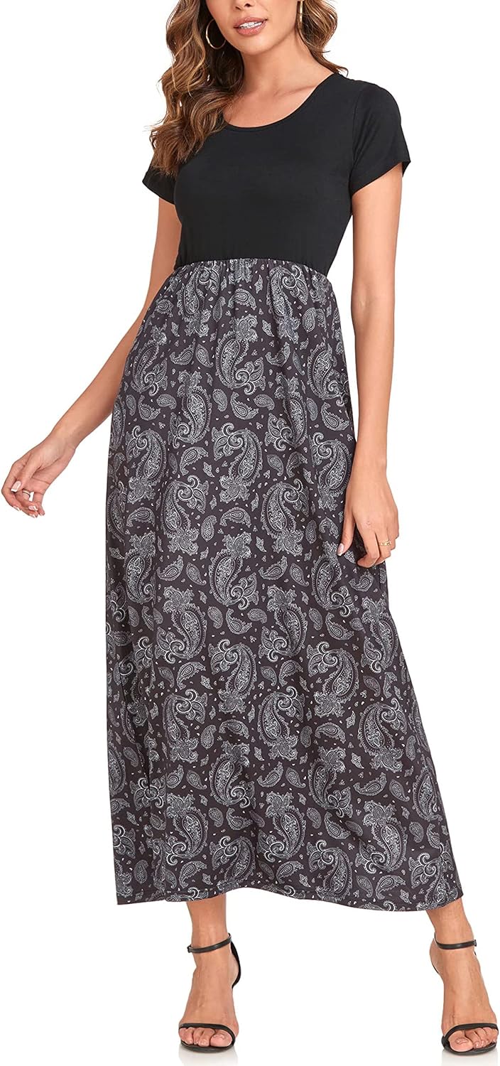 Manufacturer  Lacavocor Womens Short Sleeve Maxi Dresses Empire Waist Long Dress dresses