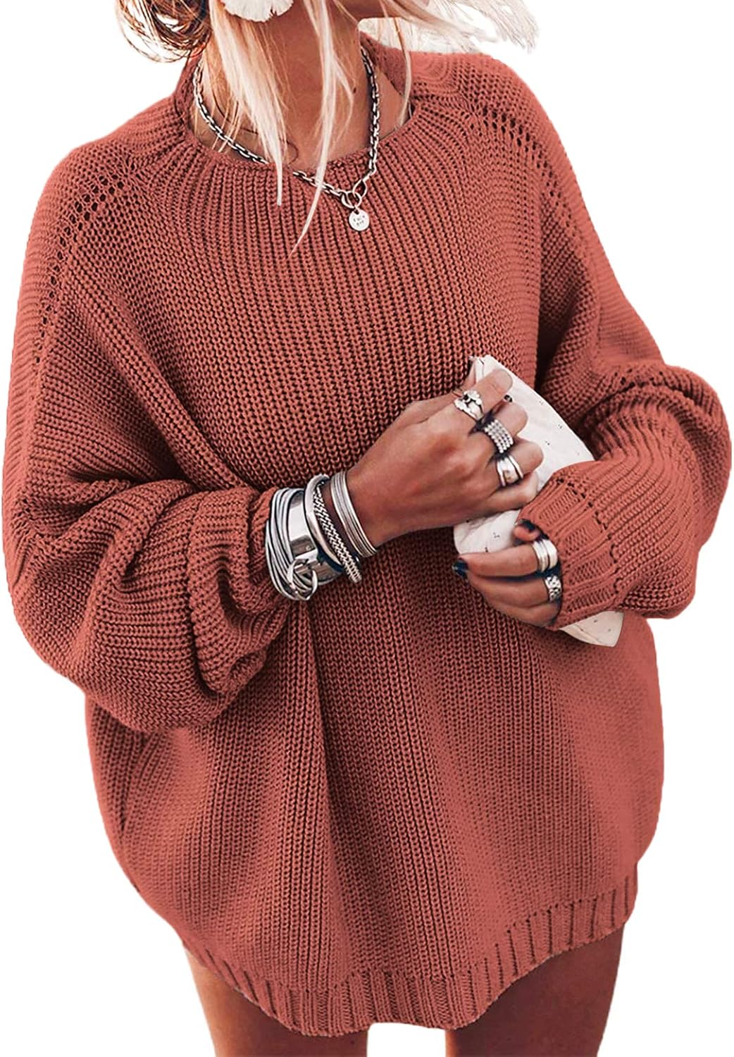 Manufacturer  Ugerlov Women's Oversized Sweaters Batwing Sleeve Mock Neck Jumper Tops Chunky Knit Pullover Sweater   sweaters