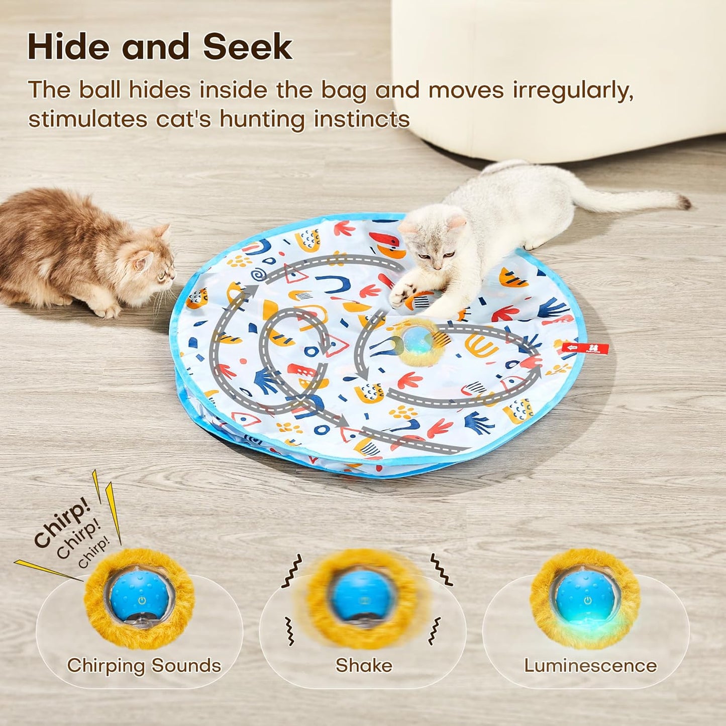 Manufacturer  Potaroma Interactive Cat Toys, Fast Moving Ball in Play Mat, Automatic Motion Activated Ball Hide and Seek for Indoor Exercise Kicker, Animal Squeaky, 28 Inch Mat    Cat toy