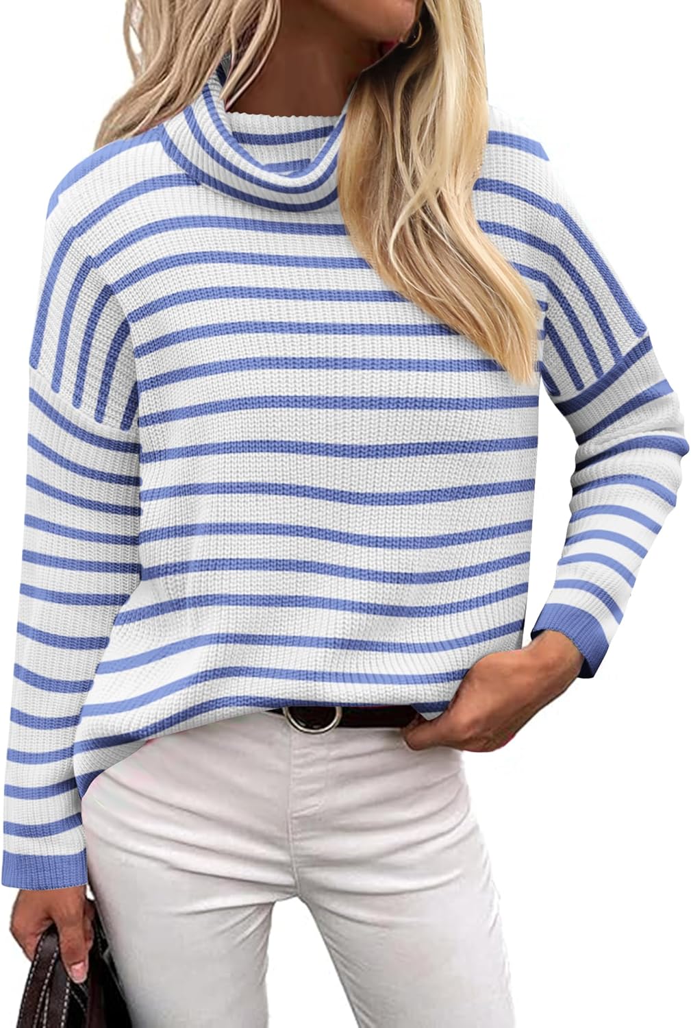 Manufacturer  Zeagoo Womens Turtleneck Sweater Fall Fashion  Long Sleeve Chunky Knitted Pullover Color Block Trendy Jumper Top   sweaters