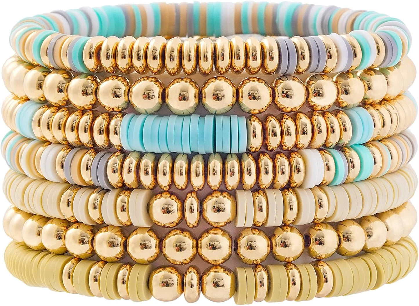 Manufacturer  GOOJIDS Surfer Heishi Clay Bead Bracelets for Women Bohemian Stackable Gold Beaded Stretch Bracelets Elastic Layering Friendship Bracelets Set Boho Jewelry  bracelets