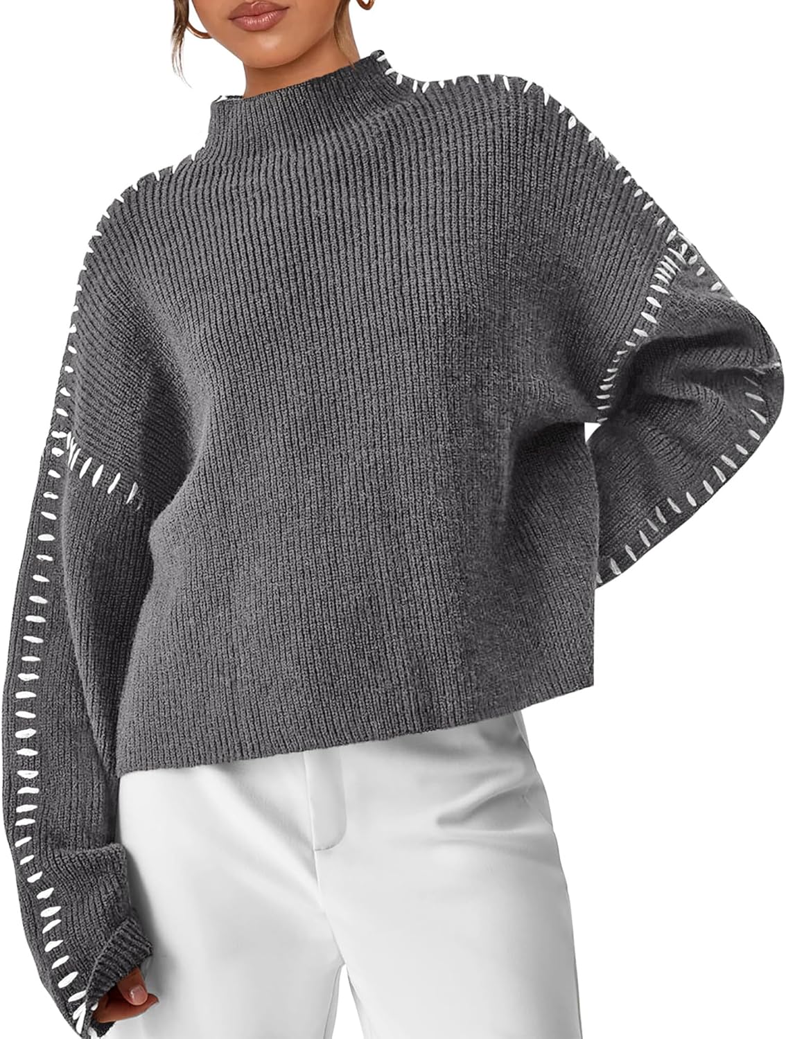 Manufacturer  PRETTYGARDEN Women's Chunky Knit Sweaters  Fall Long Sleeve Mock Neck Oversized Pullover Tops Winter Fashion Clothes   sweaters