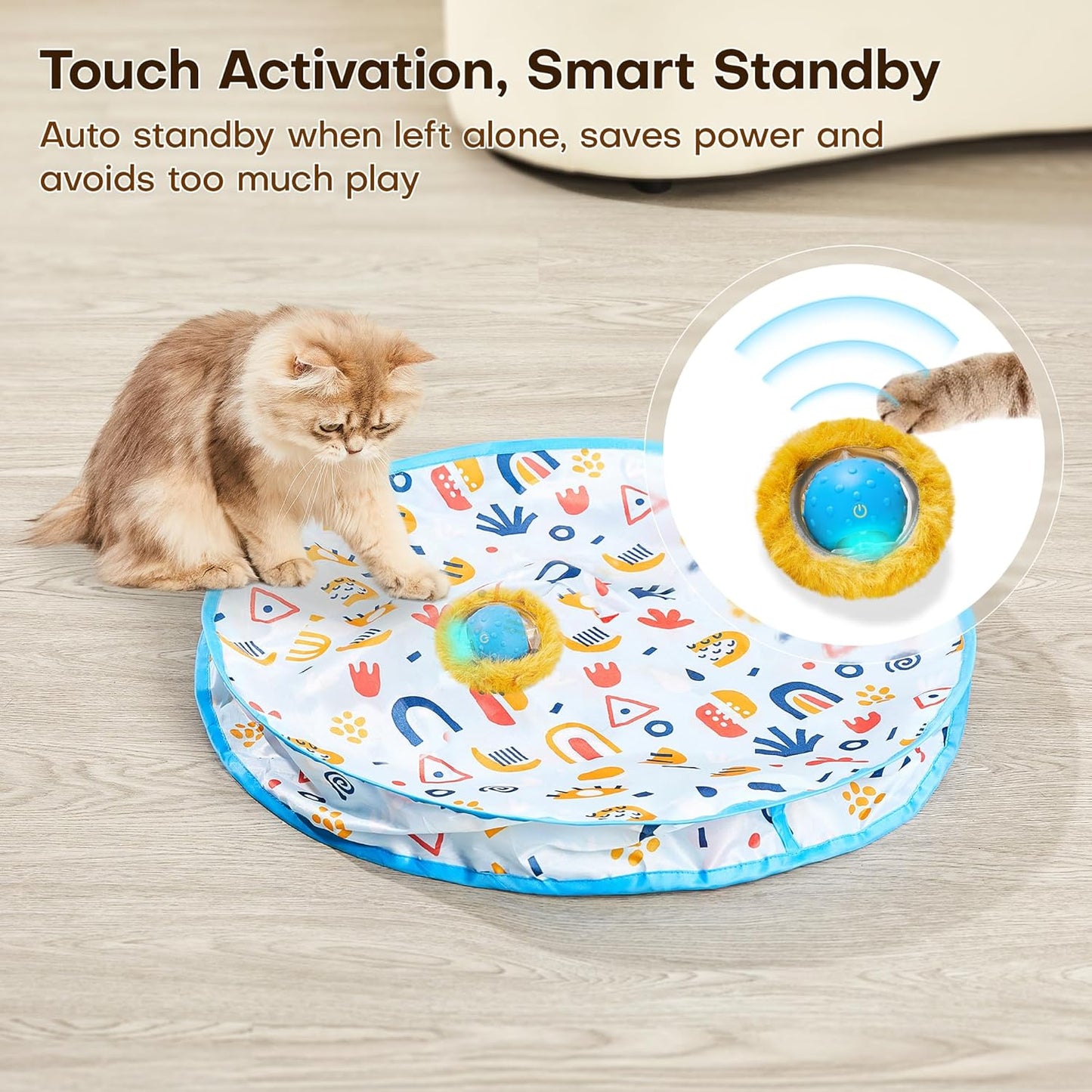 Manufacturer  Potaroma Interactive Cat Toys, Fast Moving Ball in Play Mat, Automatic Motion Activated Ball Hide and Seek for Indoor Exercise Kicker, Animal Squeaky, 28 Inch Mat    Cat toy