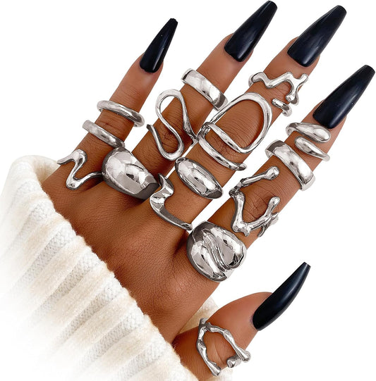 Manufacturer  IFKM Gold Chunky Rings Set for Women 14k Gold Plated Thick Dome Stackable Open Rings Trendy Dainty Minimalist Jewelry Gifts   rings