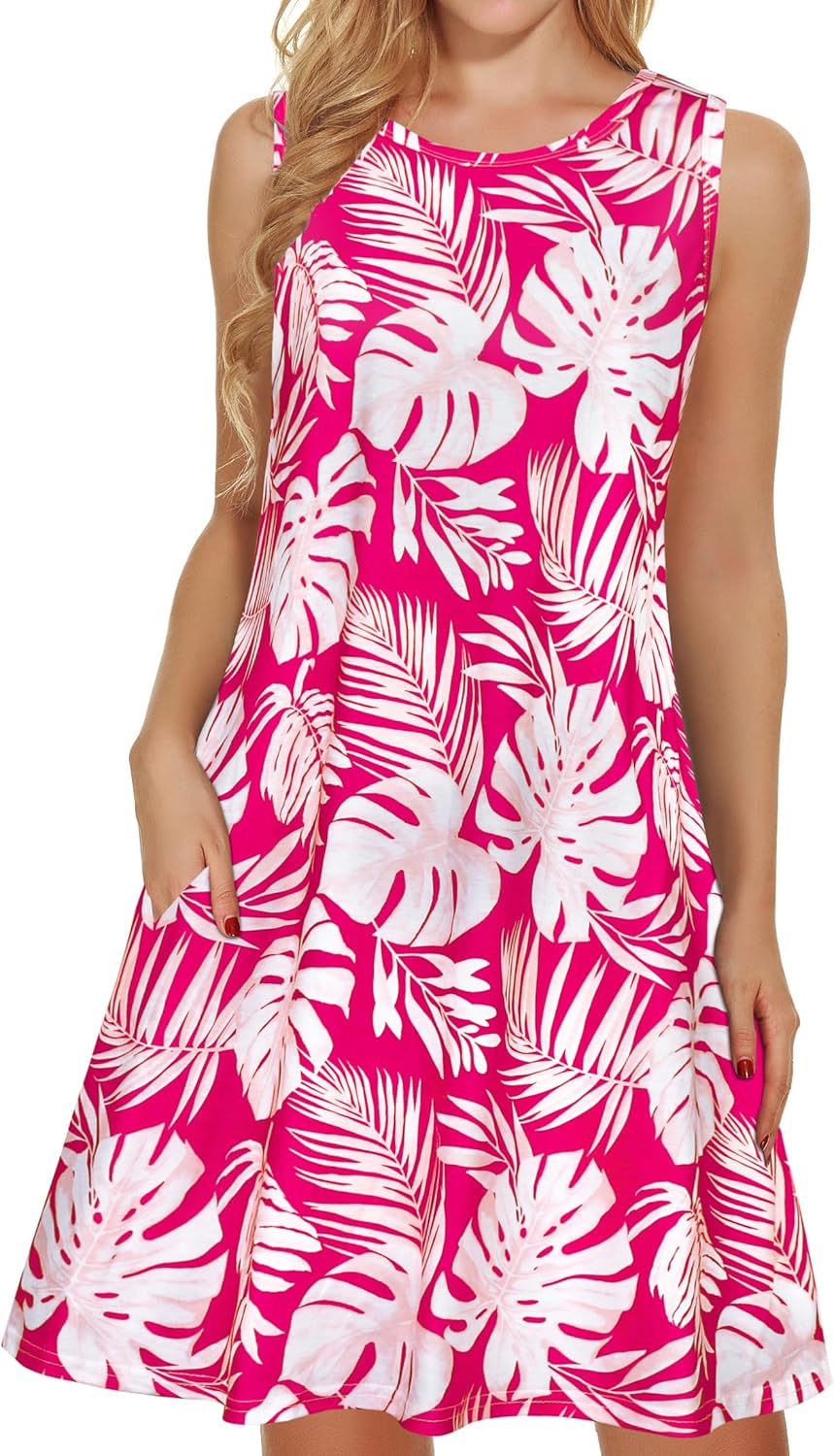 Manufacturer  elescat Women's Summer Dresses 2025 Beach Casual Sleeveless Floral Print Tank Loose Sundress with Pocket dresses