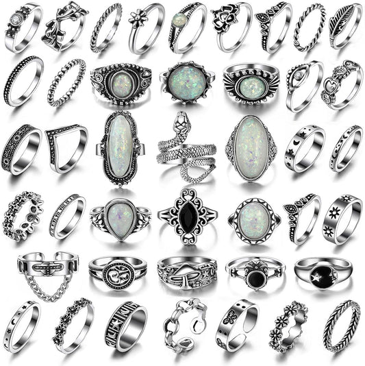 Manufacturer  17IF Vintage Silver Knuckle Rings Set for Women Men, Chunky Rings Aesthetic Snake Grunge Stackable Gothic Ring Adjustable Y2K Punk Bulky Boho Finger Alt of Rings, Stacking Fairy Skull Frog Heart Star Flower Midi Ring Pack   rings