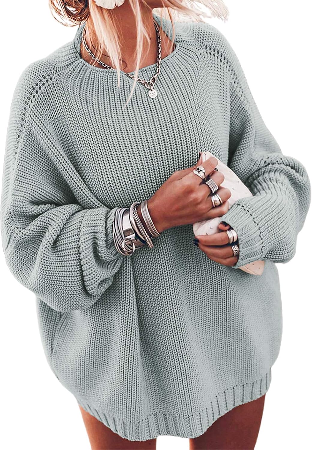 Manufacturer  Ugerlov Women's Oversized Sweaters Batwing Sleeve Mock Neck Jumper Tops Chunky Knit Pullover Sweater   sweaters