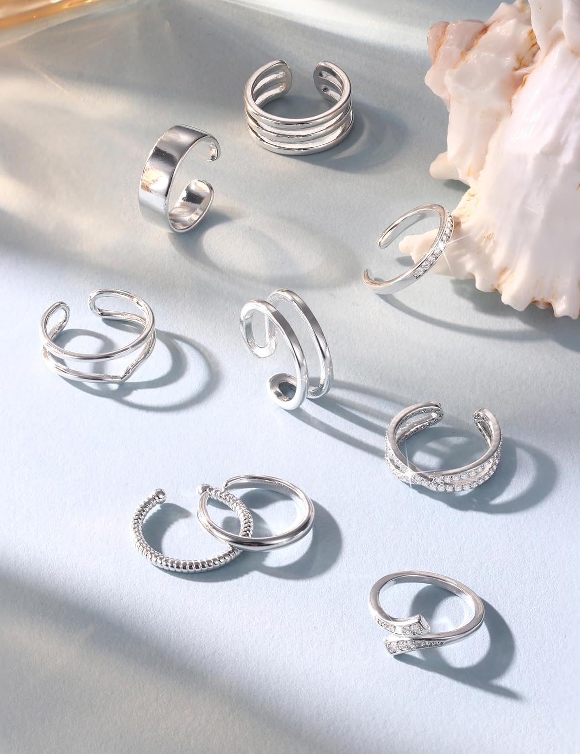 Manufacturer  JeryWe 9 Pcs Adjustable Toe Rings for Women Open Cuff Toe Rings Silver Golden Summer Beach Toe Rings Set CZ Tail Pinky Band Rings Beach Foot Jewelry Set   rings