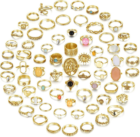 Manufacturer  Subiceto 70 Pcs Vintage Crystal Ring Set Silver Knuckle Rings for Women Bohemian Stackable Joint Rings Retro Boho Stacking Joint Finger Rings Pack   rings