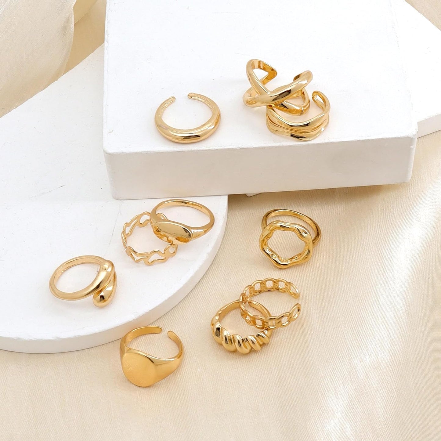 Manufacturer  FUTIMELY 14K Gold Stackable Knuckle Rings Set for Women Teen Girls,Aesthetic Silver 10Pcs Trendy Dainty Open Midi Rings Set,Midi Finger Rings Pack Jewelry Gifts   rings