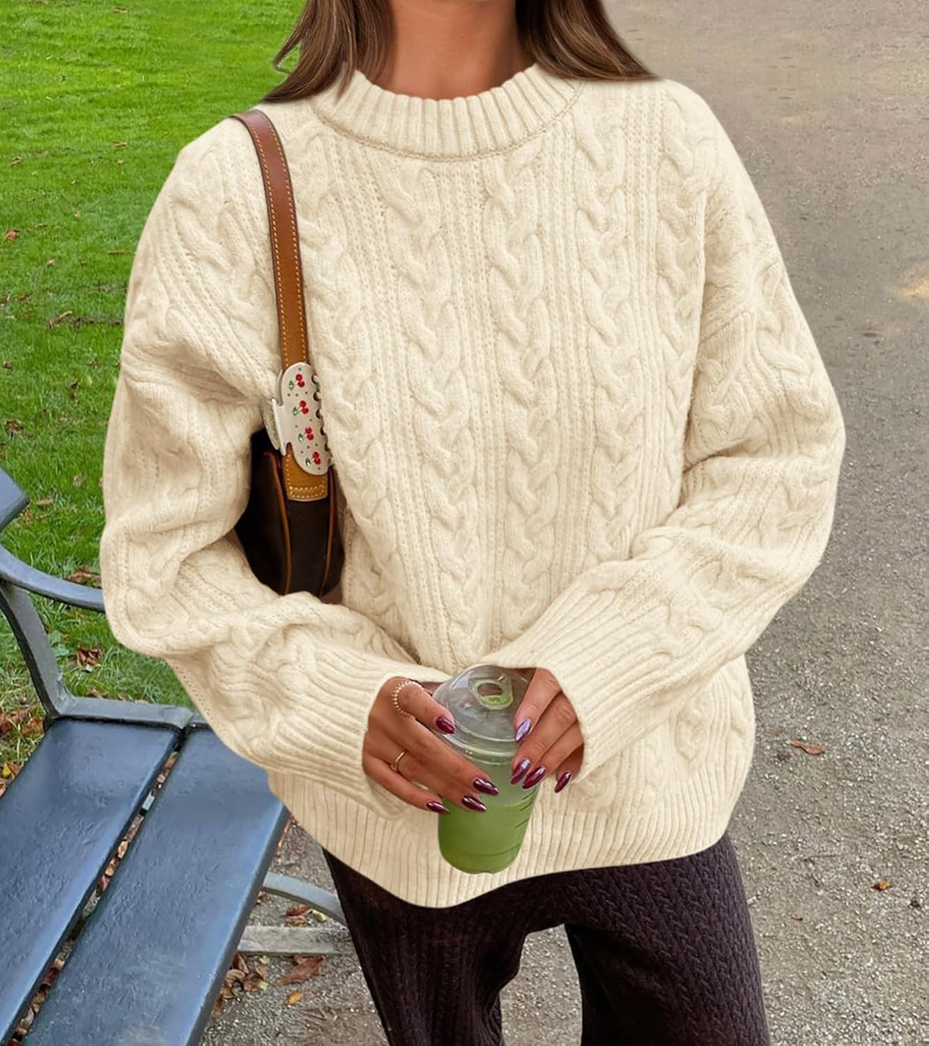 Manufacturer  Okiwam Women's Oversized Sweaters Crewneck Cable Knit Pullover Casual Loose Fall Outfits Fashion Clothes 2025   sweaters