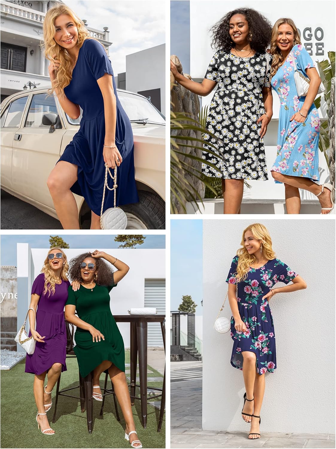 Manufacturer  DouBCQ Women's Casual Flowy Pleated Loose Dresses with Pockets dresses